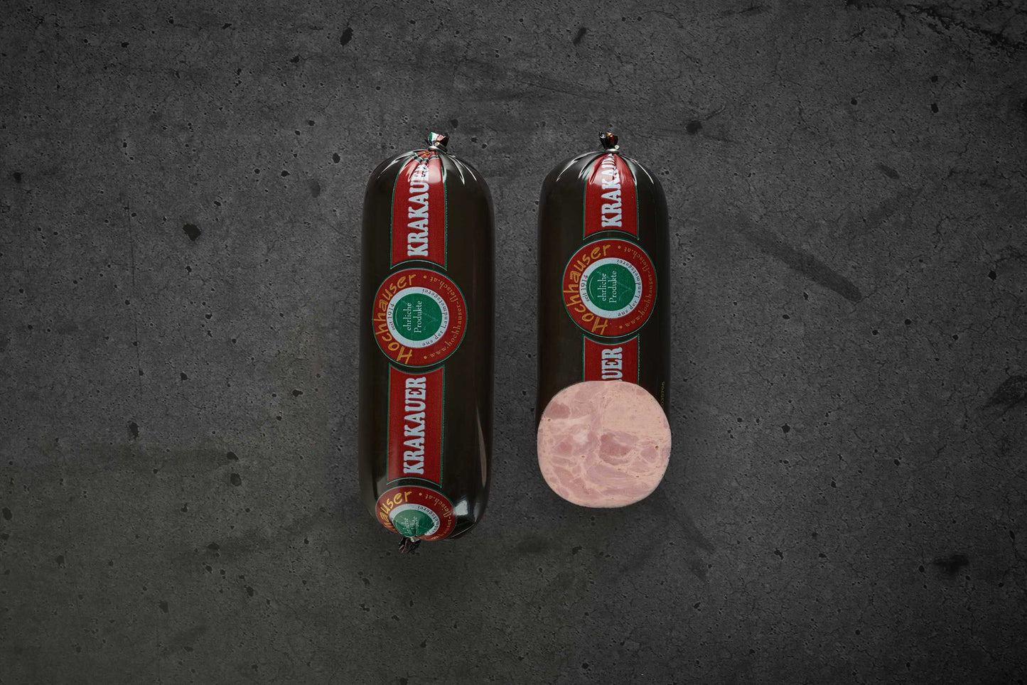2 Stangen Krakauer Wurst aufgeschnitten